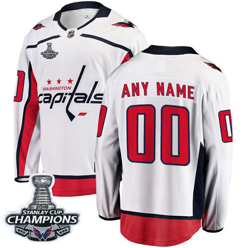 Men's Washington Capitals White Custom Stanley Cup Champions Name Number Size Stitched NHL Jersey
